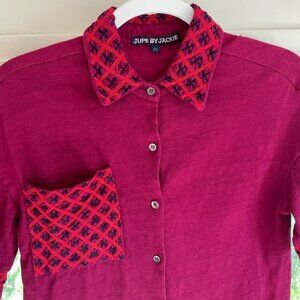 Jupe by Jackie Collar Shirt - Burgundy Size XS